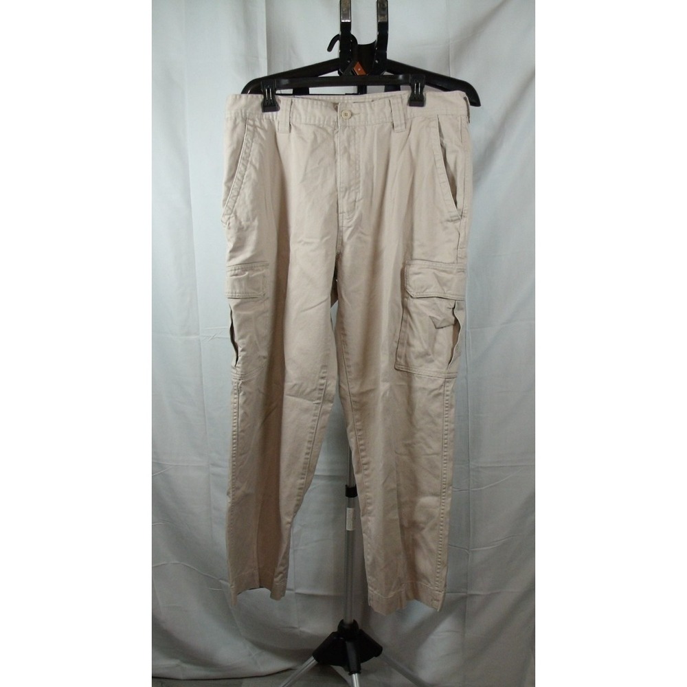 Basic Editions Mens‎ Tan Cargo Pants 36x 28 Cotton Utility Workwear 100% Cotton